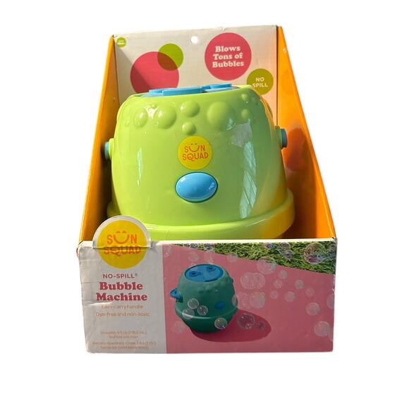 Sun Squad No-Spill Bubble Machine Blower Includes Bubble Solution Easy Fun Toy - Picture 1 of 4